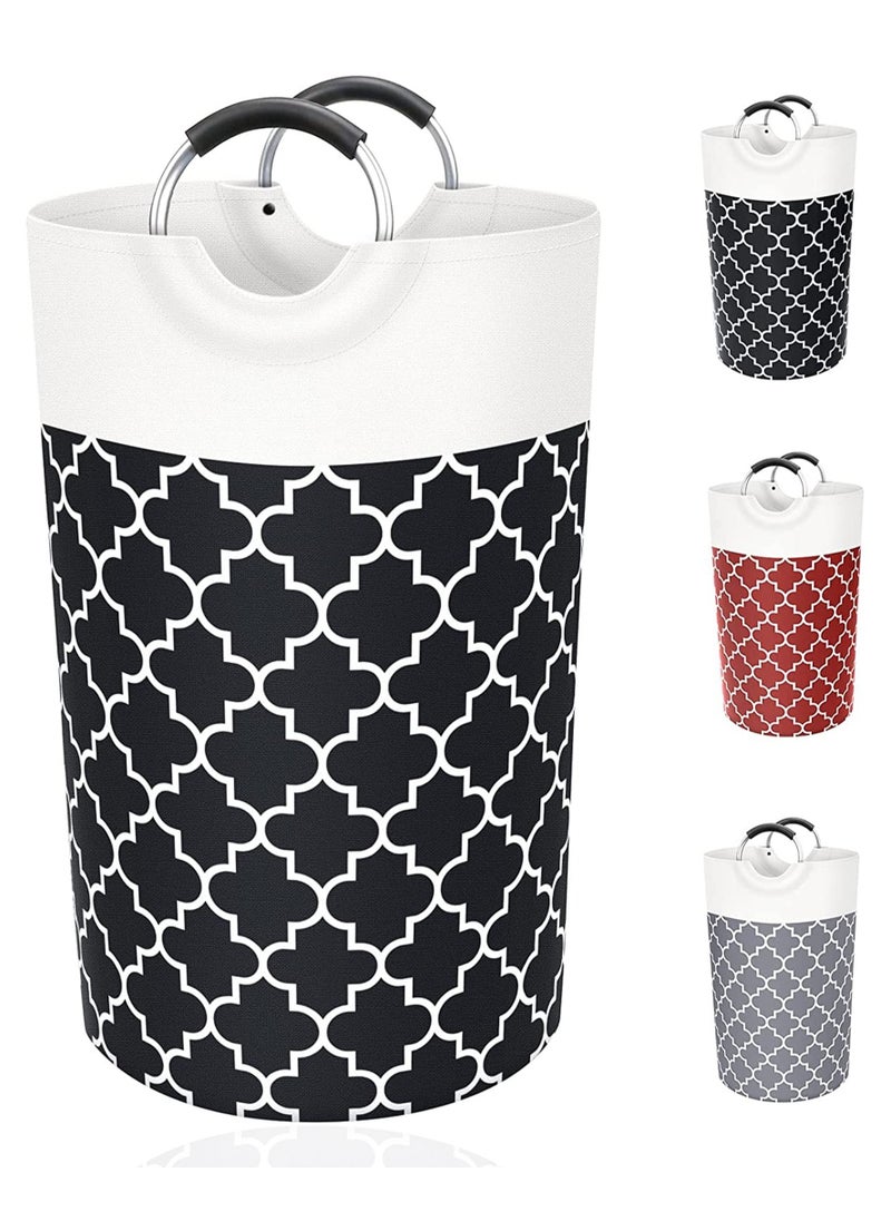 Swift Large Laundry Basket Laundry Hamper Bag Washing Bin Clothes Bag Collapsible Tall with Handles Waterproof Travel Bathroom College Essentials Storage for College Dorm, Family, Black  - Image 1