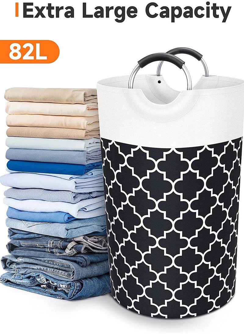 Swift Large Laundry Basket Laundry Hamper Bag Washing Bin Clothes Bag Collapsible Tall with Handles Waterproof Travel Bathroom College Essentials Storage for College Dorm, Family, Black  - Image 4