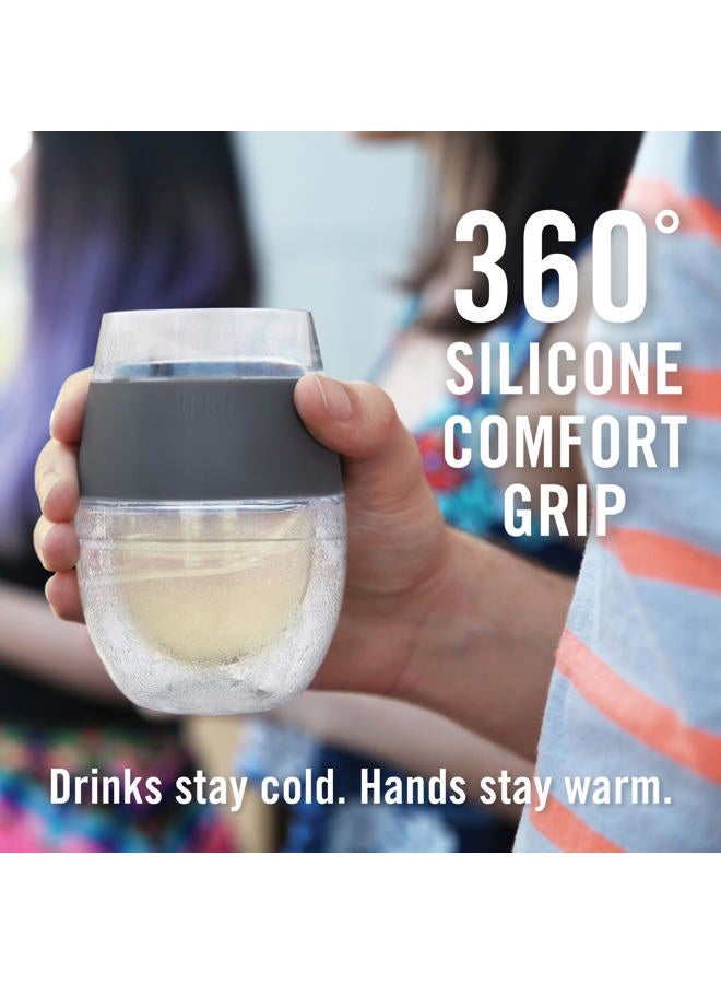 Host Cooling Wine Freeze Cup with Lid, Set of 2 Plastic Double Wall Insulated Wine Tumbler Freezable Drink Vacuum Cup with Freezing Gel, Wine Glasses for Red and White Wine, Gift Essentials, Gray - Image 5