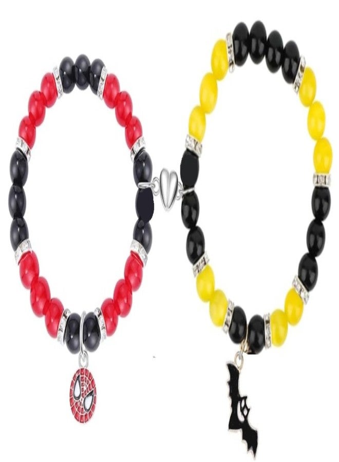 SUPER SOFTENER Spider Batman Matching Bracelets for Couples, Valentine's Day Bracelets Gifts for BF GF, Magnetic Friendship Spider Jewelry Gifts for Women Men - Image 1