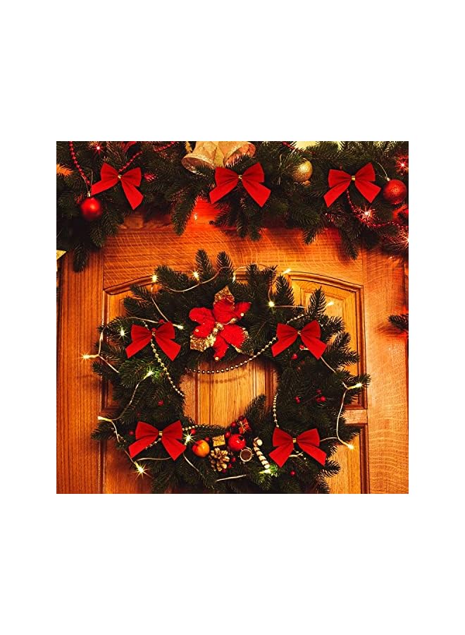 The Bros 24pcs Christmas Decorative Bows Christmas Tree Hanging Decor Wreath Bows,for Craft Gift Ornament Christmas Tree Hanging Deco(red) - Image 3