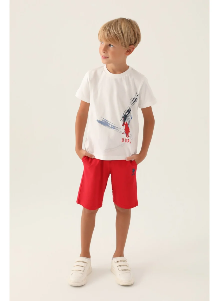 U.S. Polo Assn. Licensed With Emblem Cream Boy's Bermuda Set