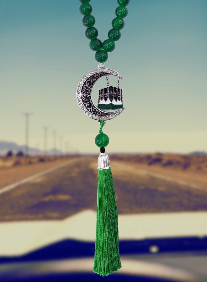 فيانسر معلقة سيارة معدن الكعبة مكة مرصع بالألماس الهلال والنجمة معلقة سيارة زينة سيارات إكسسوارات داخلية للسيارة ديكور سيارة هدية لرمضان الحج العمرة ديكور منزلي سبحة صلاة 33 تسبيح تسبيح ذكر إسلامي مسلم الله إحرام عربي سفر محمول - Image 2