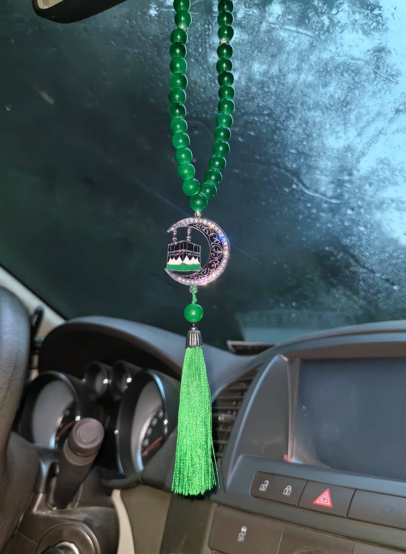 فيانسر معلقة سيارة معدن الكعبة مكة مرصع بالألماس الهلال والنجمة معلقة سيارة زينة سيارات إكسسوارات داخلية للسيارة ديكور سيارة هدية لرمضان الحج العمرة ديكور منزلي سبحة صلاة 33 تسبيح تسبيح ذكر إسلامي مسلم الله إحرام عربي سفر محمول - Image 4