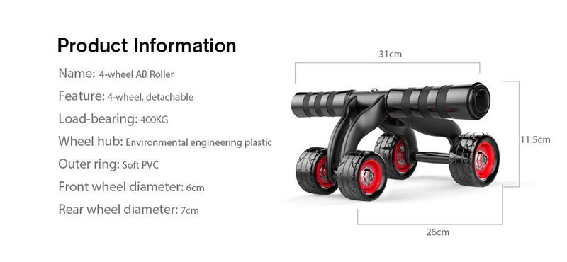 PAXMAX 4-Wheel Ab Roller with Knee Mat - Abdominal Workout Fitness Exercise Equipment - Image 5