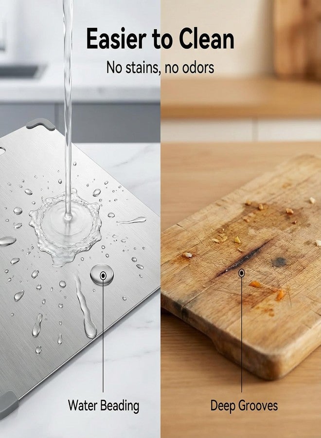 YALONG 2025 New Titanium Cutting Board - 2-in-1 Double Sided Cutting Board for Cutting Meat, Vegetables & Fruit, with Anti-Slip Corner Protectors Removable, Dishwasher Safe,Large,15" x 11"in - Image 4