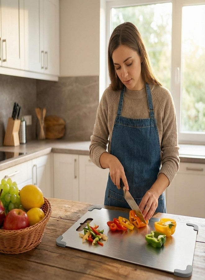 YALONG 2025 New Titanium Cutting Board - 2-in-1 Double Sided Cutting Board for Cutting Meat, Vegetables & Fruit, with Anti-Slip Corner Protectors Removable, Dishwasher Safe,Large,15" x 11"in - Image 5
