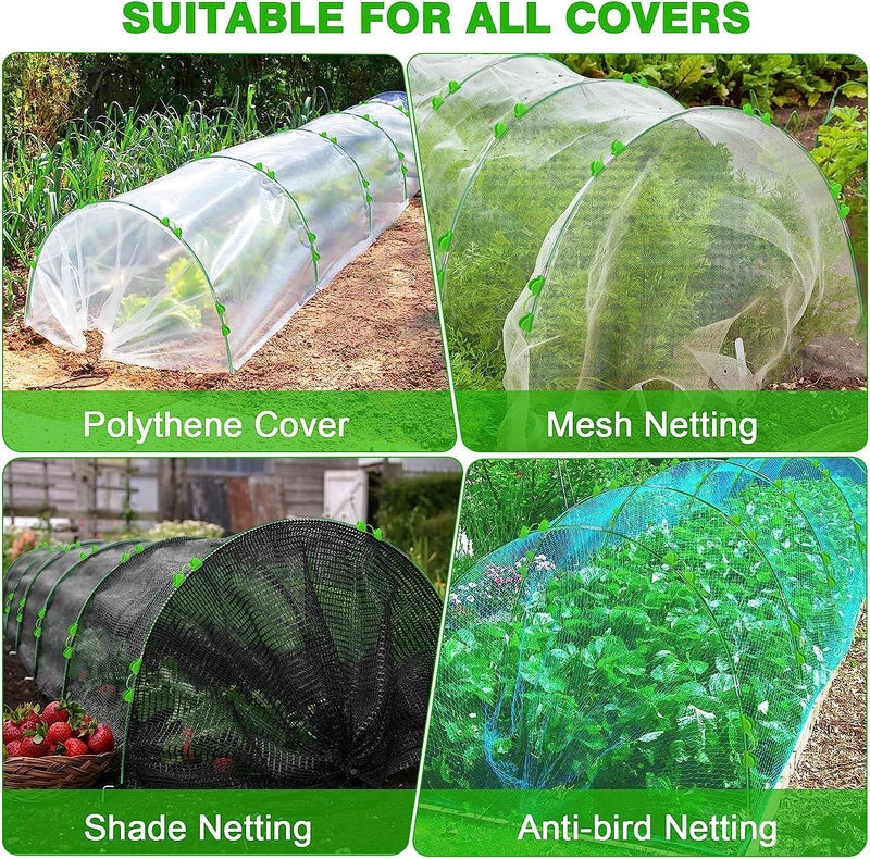 FuBegi 60pcs Garden Hoops for Raised Beds Wide, 8ft Greenhouse Hoops Grow Tunnel for Row Cover Netting, Adjustable Fiberglass Rust-Free Garden Bed Plant Hoops Support DIY Frame Stake for Outdoor, 40pcs Clips - Image 5