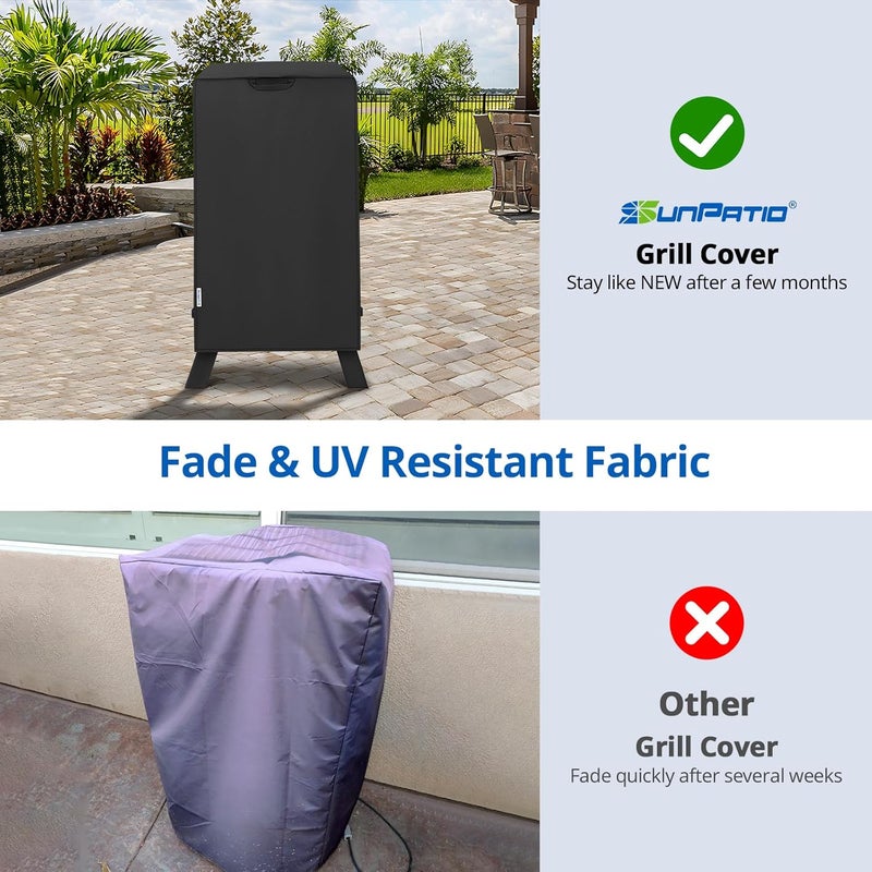 SunPatio 30 Inch Electric Smoker Cover, Heavy Duty Waterproof Square Vertical Smoker Cover, Digital Smoker BBQ Grill Cover Compatible for Masterbuilt Char-Broil Pit Boss Smoker etc, 18"W x 17"D x 33"H Light precision processed material - Image 3