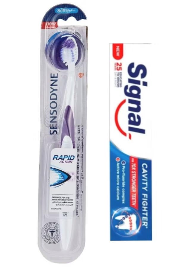 Signal Sensodyne Rapid Action Soft Toothbrush for Sensitive Teeth Multicolour + Signal Anti-Cavity Toothpaste 50 Ml - Image 1