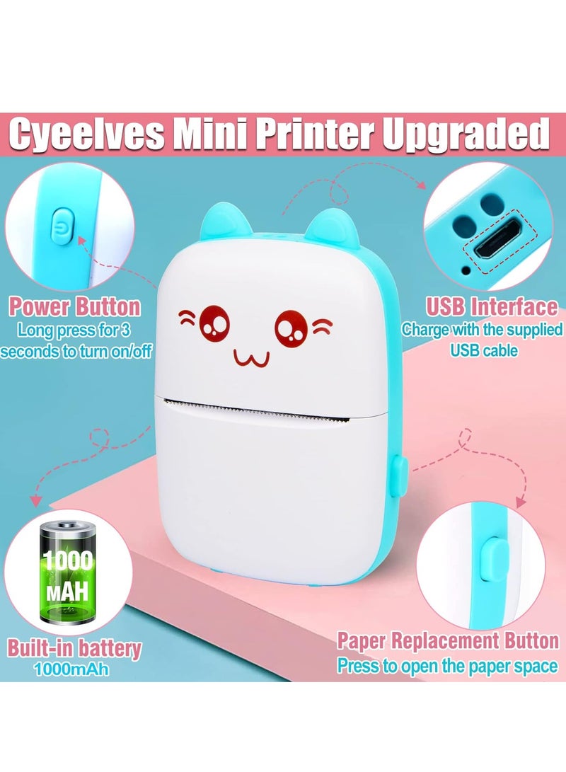 Portable Mini Printer, Mini Thermal Printer, Mini Pocket Printer with Colored Paper*3, Self-adhesive Stickers*5, Watercolored Pens*5 and Stickers, Mini Photo Printer, Wireless Bluetooth Smart Phone In - Image 3