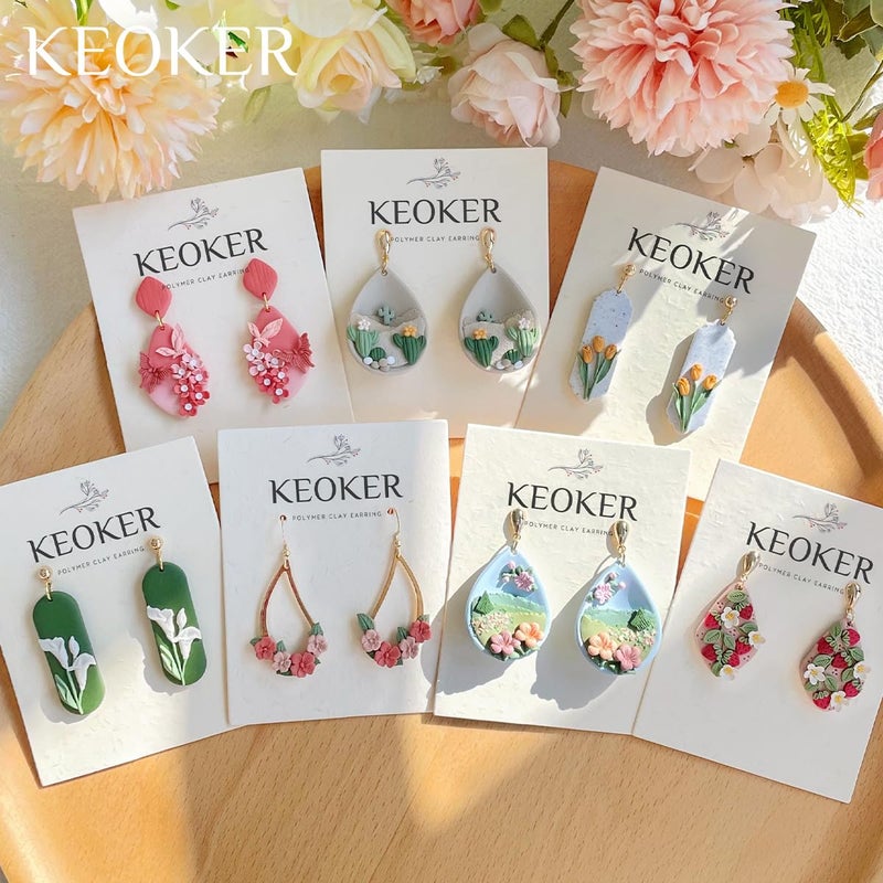 KEOKER Spring Polymer Clay Molds, Polymer Clay Silicone Molds, Butterfly Polymer Clay Mini Molds, 8pcs Earring Molds for Polymer Clay, Polymer Clay Molds for Jewelry(Substitute Micro Clay Cutters) - Image 2