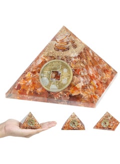 Crocon Crocon Carnelian Gemstone Orgone Pyramid Reiki Crystal Healing Chakra Stone Balancing Spiritual Good Luck feng Shui Pyramid Paperweight Gift Enhance Home Office Decor Size : 2.5-3 Inch 