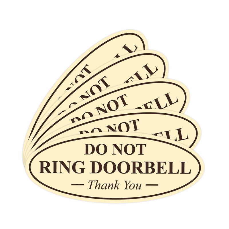 Al Raied ARS® DO NOT Ring DOOR BELL Thank You Sign - 5 Pack Acrylic Door Notice for Home, Office, and Clinic Use - Image 1