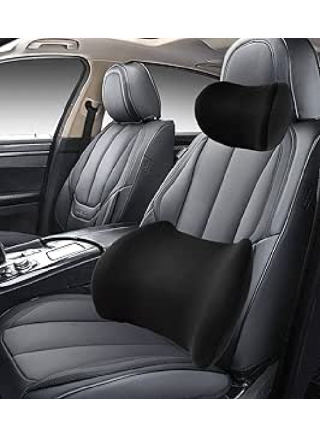 طقم مسند قطني ومسند رأس للسيارة بنعومة المارشميلو – دعم مريح للظهر والرقبة أثناء القيادة - Image 1