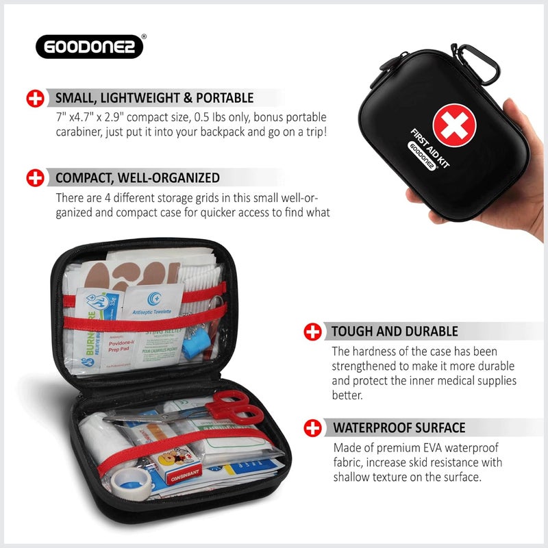 GOODONE2 200-Pcs First Aid Kit Clean, Treat, Protect Minor Cuts, Scrapes. Home, Office, Car, School, Business, Travel, Emergency Kit, Survival, Hunting, Outdoor, Camping & Sports (200-Pcs) Black - Image 5
