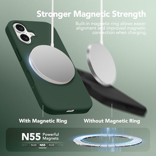 GONEZ Magnetic for iPhone 17 Case, [Compatible with MagSafe] Anti-Scratch Microfiber Lining & Screen Protector, Silicone Camera Control, Shockproof Slim Phone Cover 6.3 inch, Army Green - Image 2