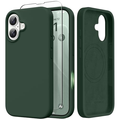 GONEZ Magnetic for iPhone 17 Case, [Compatible with MagSafe] Anti-Scratch Microfiber Lining & Screen Protector, Silicone Camera Control, Shockproof Slim Phone Cover 6.3 inch, Army Green - Image 1