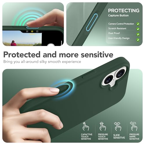 GONEZ Magnetic for iPhone 17 Case, [Compatible with MagSafe] Anti-Scratch Microfiber Lining & Screen Protector, Silicone Camera Control, Shockproof Slim Phone Cover 6.3 inch, Army Green - Image 5