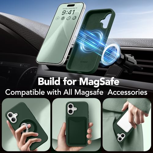 GONEZ Magnetic for iPhone 17 Case, [Compatible with MagSafe] Anti-Scratch Microfiber Lining & Screen Protector, Silicone Camera Control, Shockproof Slim Phone Cover 6.3 inch, Army Green - Image 3