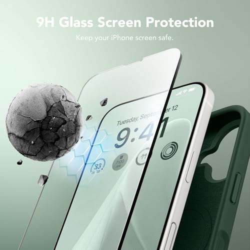 GONEZ Magnetic for iPhone 17 Case, [Compatible with MagSafe] Anti-Scratch Microfiber Lining & Screen Protector, Silicone Camera Control, Shockproof Slim Phone Cover 6.3 inch, Army Green - Image 4
