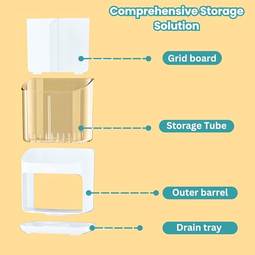 Home Essentials HomeEssentials MultiCompartment Spoon Stand for Kitchen – Cutlery Holder for Kitchen | Spoon Hanger | Knife Stand | Drain Tray and Removable Outer Barrel (Pack of 1) - Image 5