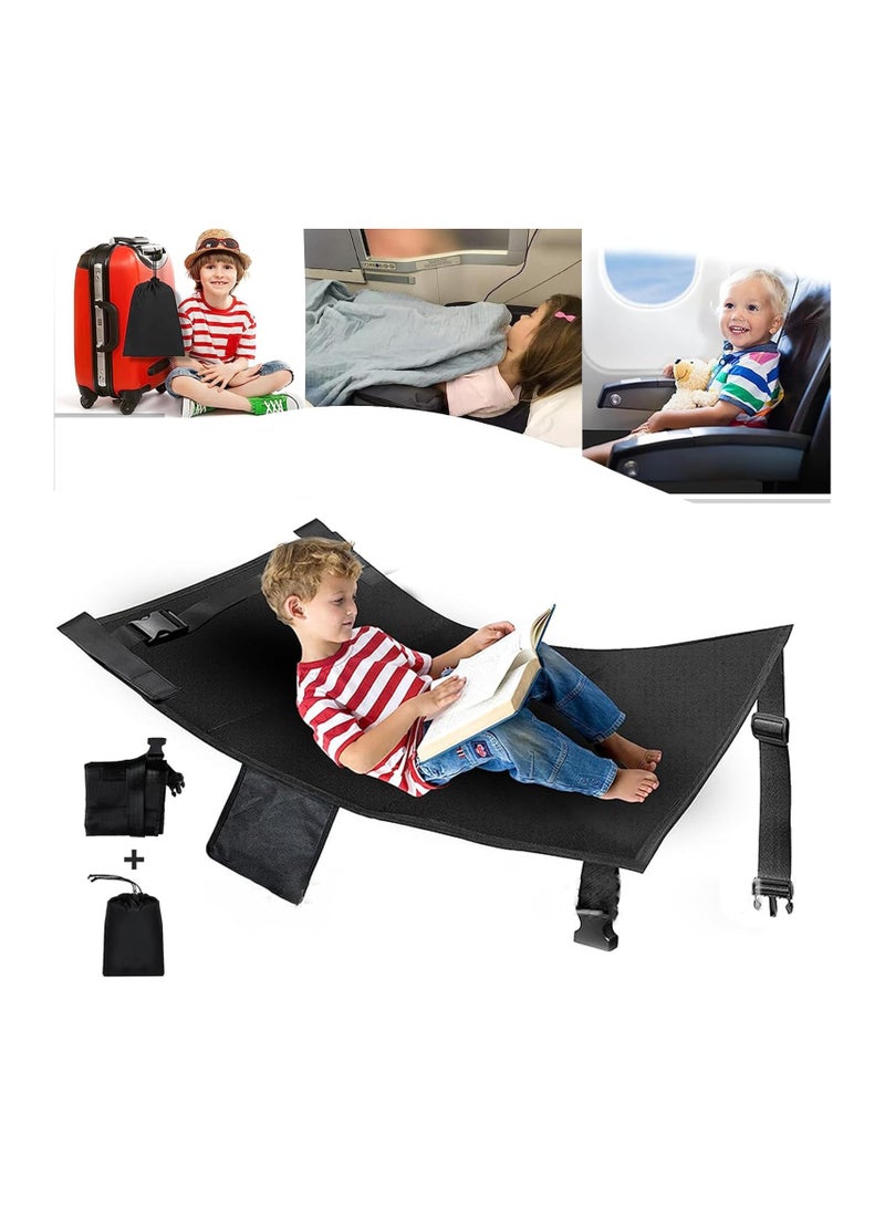 Bukela Airplane Bed for Toddler, Toddler Aircraft Bed Child Seat Extender Portable Toddler Travel Bed Aircraft Leg Rest Child Lying Down Baby Travel Essentials Flight Sleep (Black) - Image 1