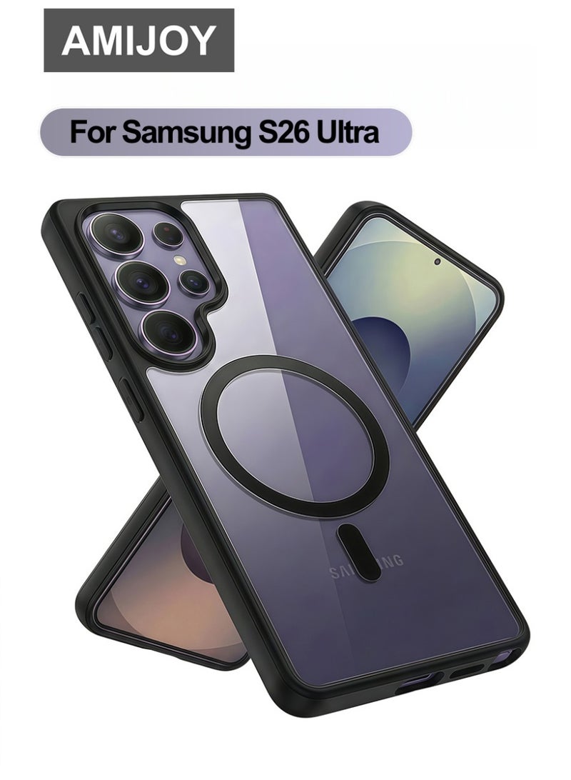 AMIJOY Samsung Galaxy S26 Ultra Case Magnetic Cover, MagSafe Compatible, No Yellowing, Shockproof Protection, S-Pen Supported, Slim Clear Protective Case 6.9 inch - Black - Image 1