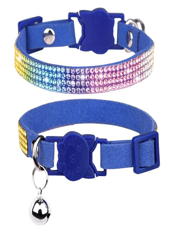 CHUKCHI Cat Collar Breakaway Bling Diamond Rhinestone with Bell Adjustable for Cats and Kitten Girl boy (Blue) - Image 1
