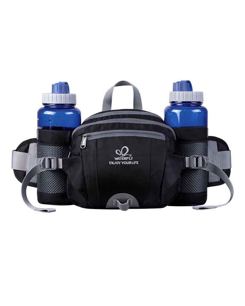 WATERFLY Fanny Pack Waist Bag: Fannie Pack 2 Water Bottle Holders Lumbar Belt Hiking Walking Running Jogging Camping Large Woman Man (Bottle Not Included) - Image 1