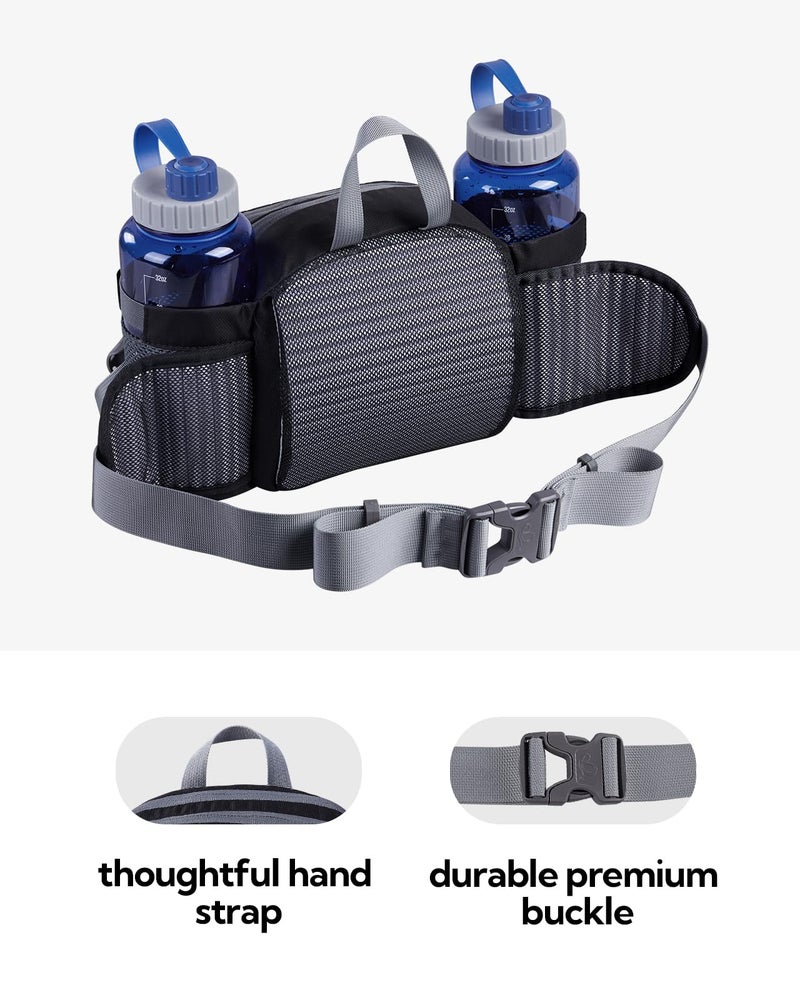 WATERFLY Fanny Pack Waist Bag: Fannie Pack 2 Water Bottle Holders Lumbar Belt Hiking Walking Running Jogging Camping Large Woman Man (Bottle Not Included) - Image 5