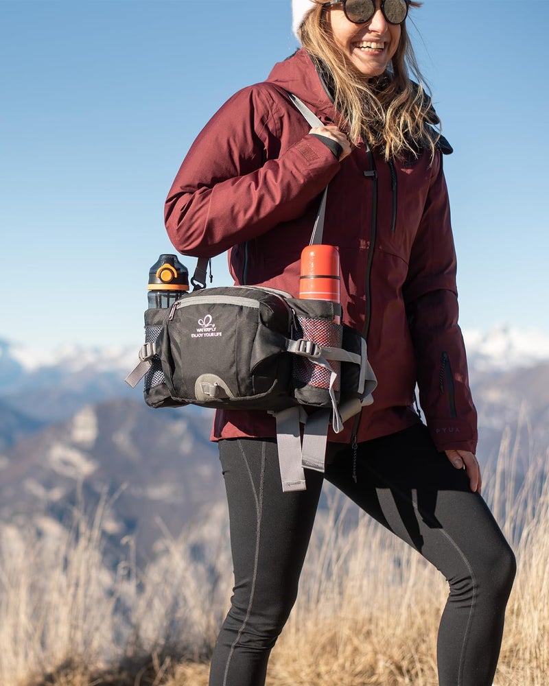 WATERFLY Fanny Pack Waist Bag: Fannie Pack 2 Water Bottle Holders Lumbar Belt Hiking Walking Running Jogging Camping Large Woman Man (Bottle Not Included) - Image 2