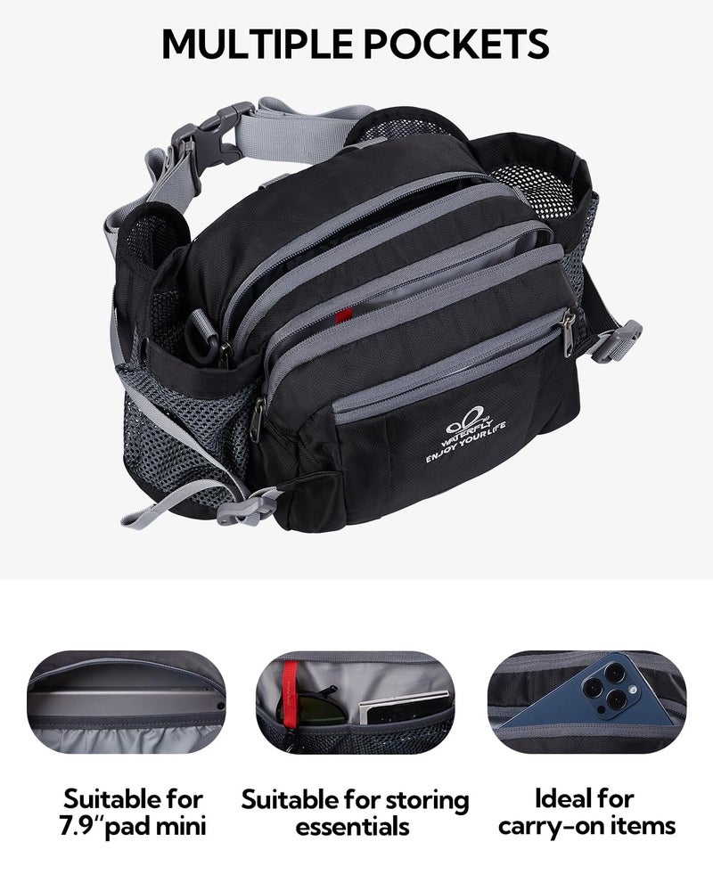 WATERFLY Fanny Pack Waist Bag: Fannie Pack 2 Water Bottle Holders Lumbar Belt Hiking Walking Running Jogging Camping Large Woman Man (Bottle Not Included) - Image 3