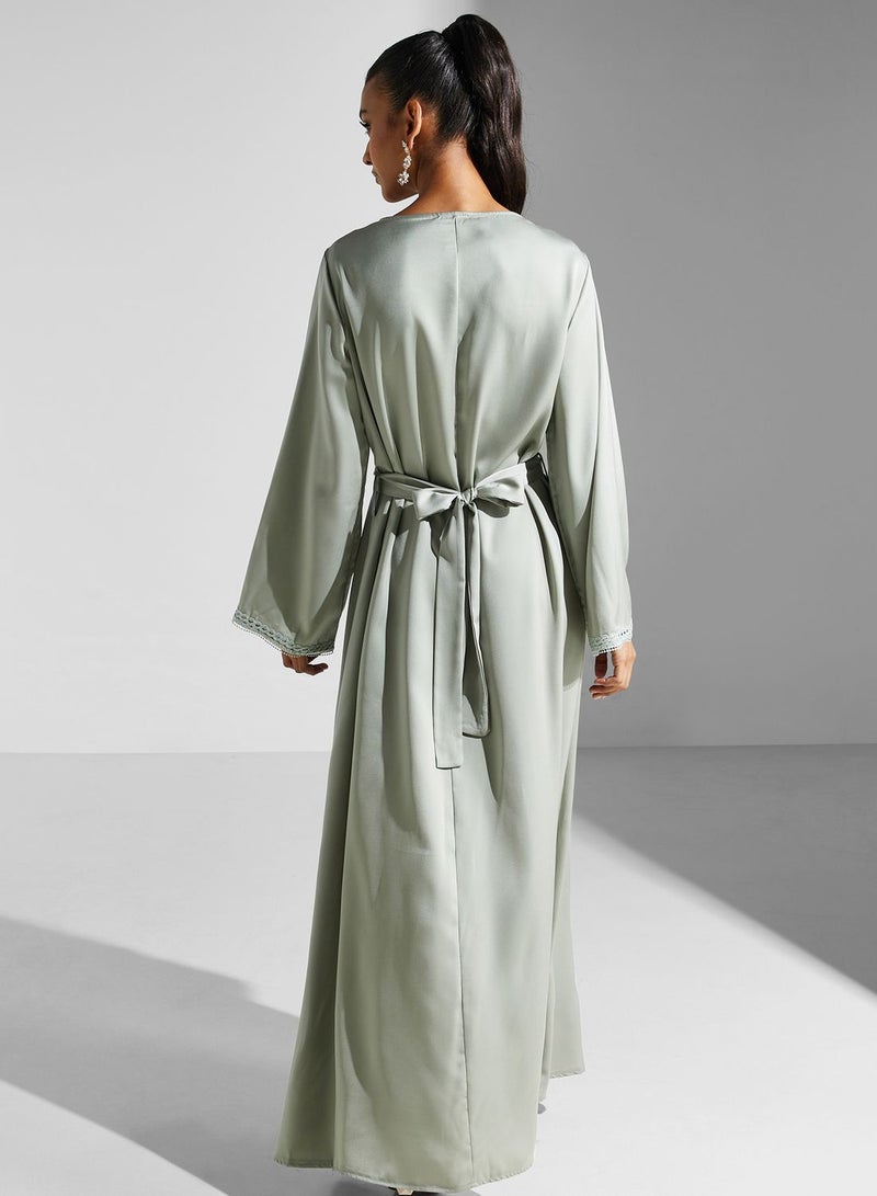 Khizana Embroidered Green Maxi Dress - Image 2