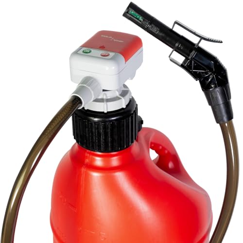 TERA PUMP Next Generation Rain-Resistant Gas Fuel Pump - 4.25-ft Long Vinyl Hose, Battery-Powered Electric Siphon Pump with Auto Stop System for Fuel Cells, Tractors, Generators, and Snow Blowers - Image 1
