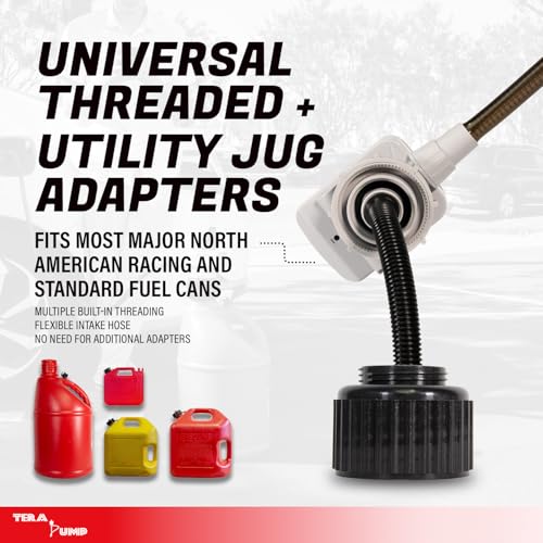 TERA PUMP Next Generation Rain-Resistant Gas Fuel Pump - 4.25-ft Long Vinyl Hose, Battery-Powered Electric Siphon Pump with Auto Stop System for Fuel Cells, Tractors, Generators, and Snow Blowers - Image 4