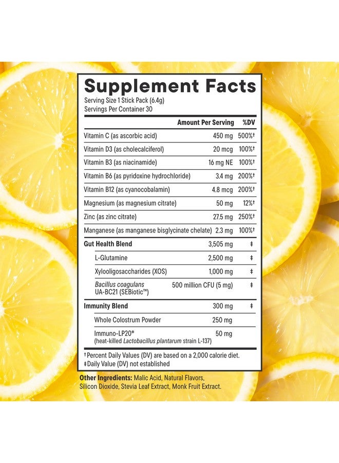 NOURI Daily Nouri StayWell Digestive & Immunity Drink Mix | Probiotics, Prebiotics, Colostrum, L-Glutamine, Magnesium, Manganese, Zinc, Vitamins for Gut Health, Digestion & Immune Support | 30 Stick Packs - Image 4