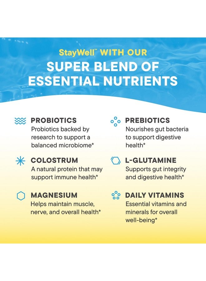 NOURI Daily Nouri StayWell Digestive & Immunity Drink Mix | Probiotics, Prebiotics, Colostrum, L-Glutamine, Magnesium, Manganese, Zinc, Vitamins for Gut Health, Digestion & Immune Support | 30 Stick Packs - Image 3