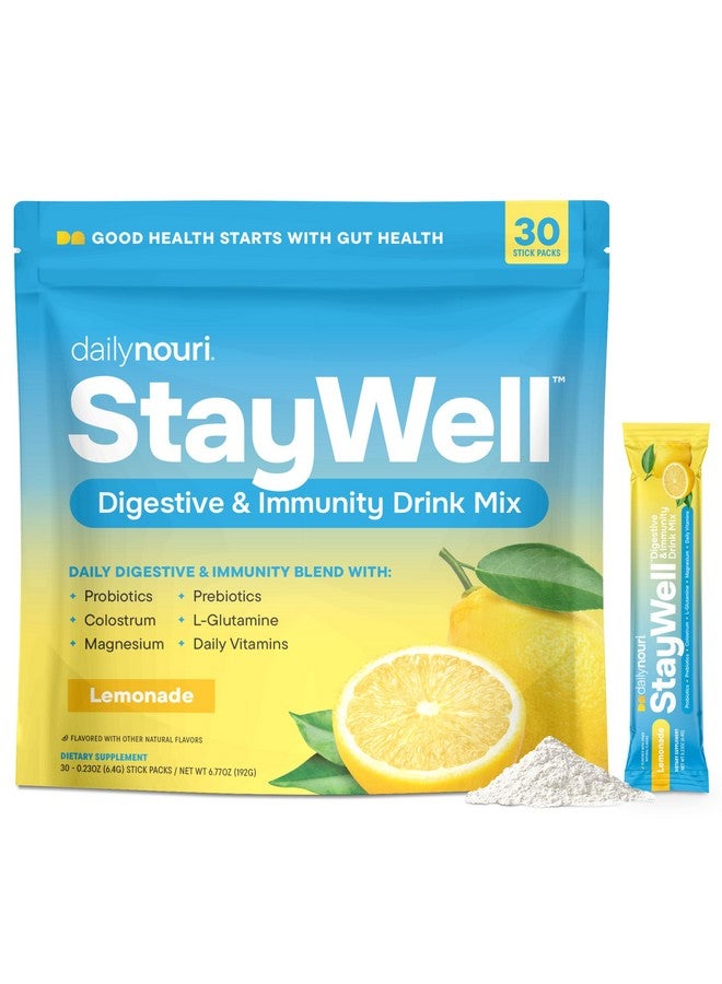 NOURI Daily Nouri StayWell Digestive & Immunity Drink Mix | Probiotics, Prebiotics, Colostrum, L-Glutamine, Magnesium, Manganese, Zinc, Vitamins for Gut Health, Digestion & Immune Support | 30 Stick Packs - Image 1