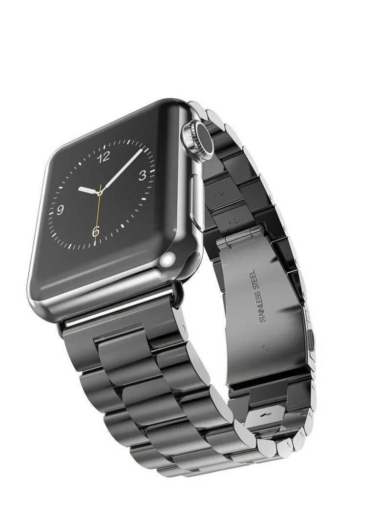 Apple Watch Stainless Steel Replacement Band  Universal Fit for All Series (46mm/45mm/44mm/49mm)  Sleek Black Design - Image 3