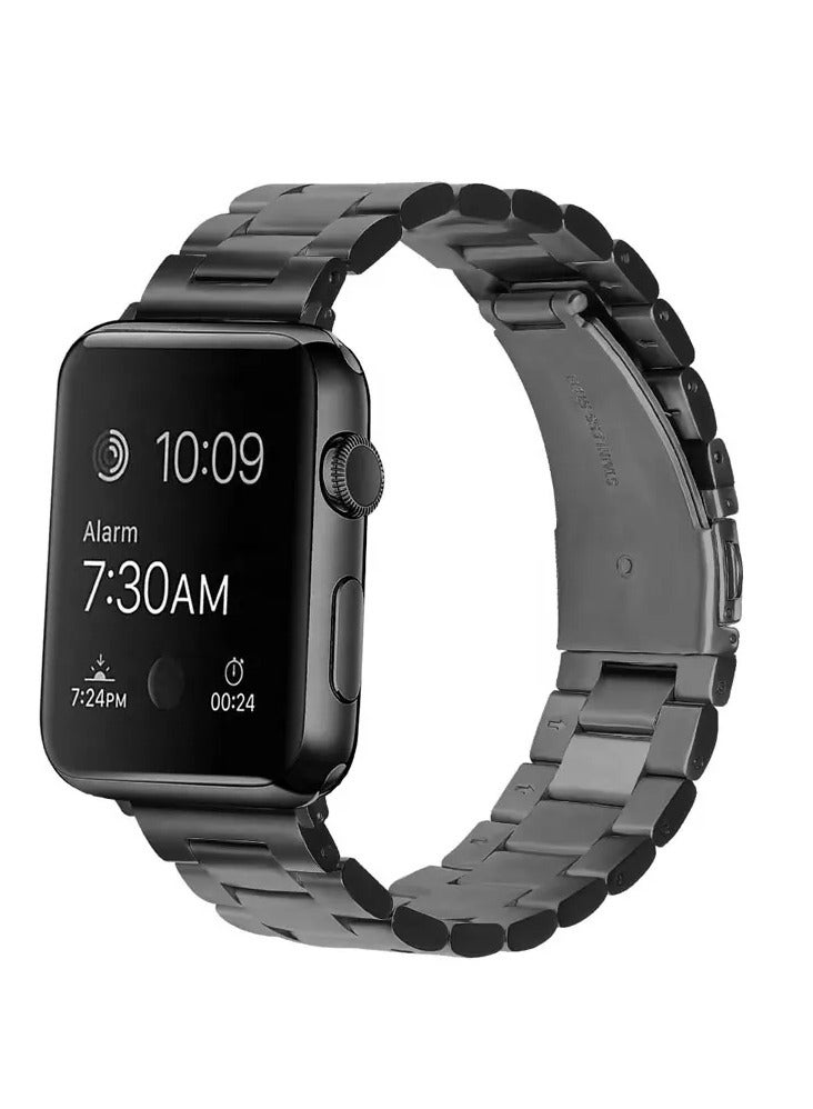 Apple Watch Stainless Steel Replacement Band  Universal Fit for All Series (46mm/45mm/44mm/49mm)  Sleek Black Design - Image 4