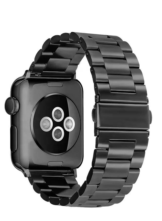 Apple Watch Stainless Steel Replacement Band  Universal Fit for All Series (46mm/45mm/44mm/49mm)  Sleek Black Design - Image 5