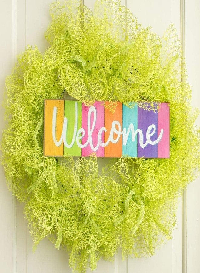 GiftWrap Etc. Summer Colors Wooden Welcome Sign - 15" x 5", Yellow, Green, Pink, Orange, Blue, Purple, Fuchsia, Summer, Front Door, Wreath, Kitchen, School, Daycare, Christmas, Mardi Gras, Easter - Image 2