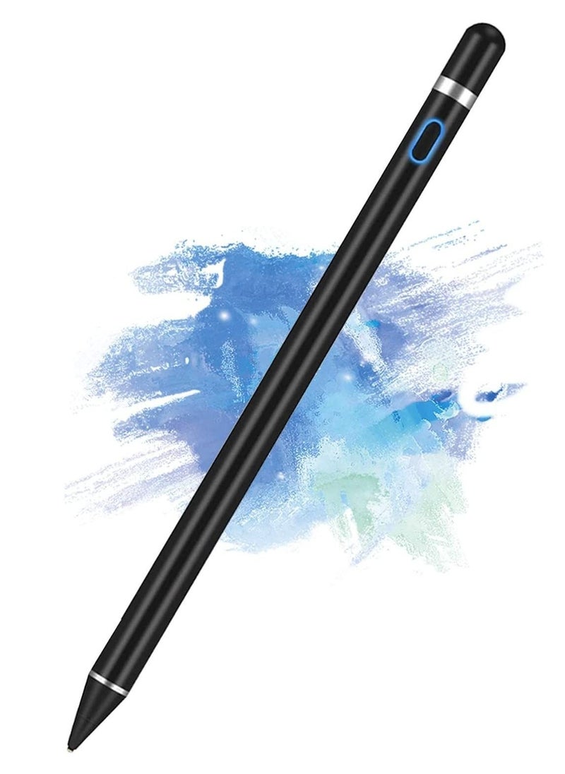 قلم ستايلس نشط لأجهزة أندرويد، iOS، آيباد/آيباد 2/آيباد 3/آيباد 4/آيباد برو/آيباد ميني/آيباد ميني 2/3/4 ومعظم الأجهزة اللوحية، قلم ستايلس رقمي قابل لإعادة الشحن بقطر 1.5 مم (أسود) - Image 1