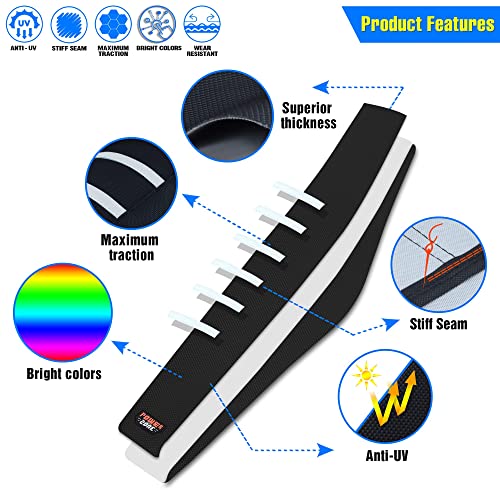 MCHMFG Motorcycle Universal Seat Cover Non-Slip Rubber Striped Gripper Soft Sewing for CRF WR WRF RMZ YZF SXF EXC EXC XC SX CR KLX Dirt Pit Bike Motocross Off Road Motorbike (White) - Image 2