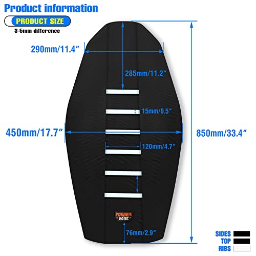 MCHMFG Motorcycle Universal Seat Cover Non-Slip Rubber Striped Gripper Soft Sewing for CRF WR WRF RMZ YZF SXF EXC EXC XC SX CR KLX Dirt Pit Bike Motocross Off Road Motorbike (White) - Image 4