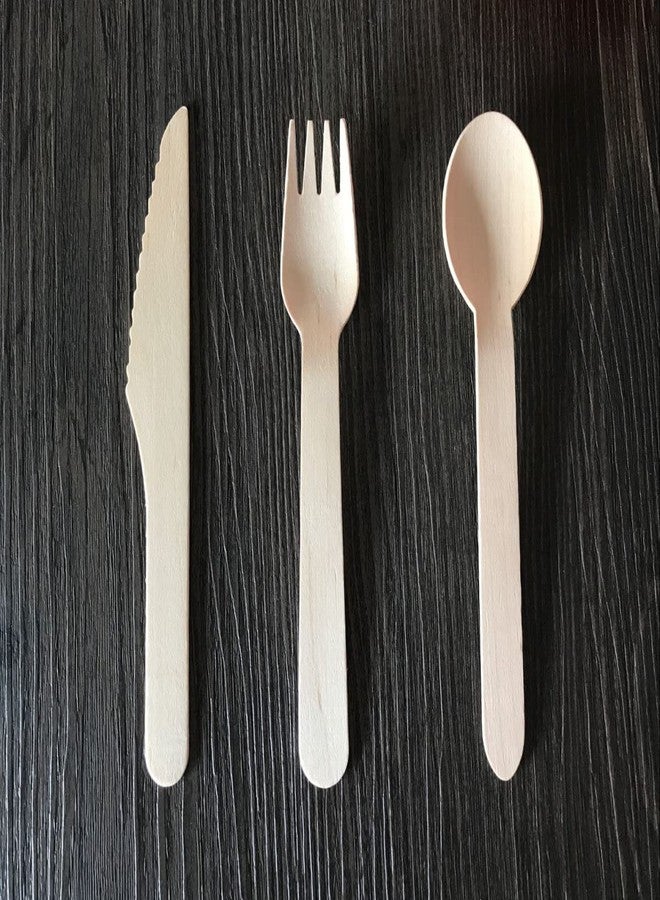 Gmark Disposable Wooden Cutlery 200pcs Set by Gmark - Biodegradable Utensils - 80 Forks, 80 Spoons and 40 Knives - Parties, Events, BBQ, Weddings, Picnics GM1046 - Image 3