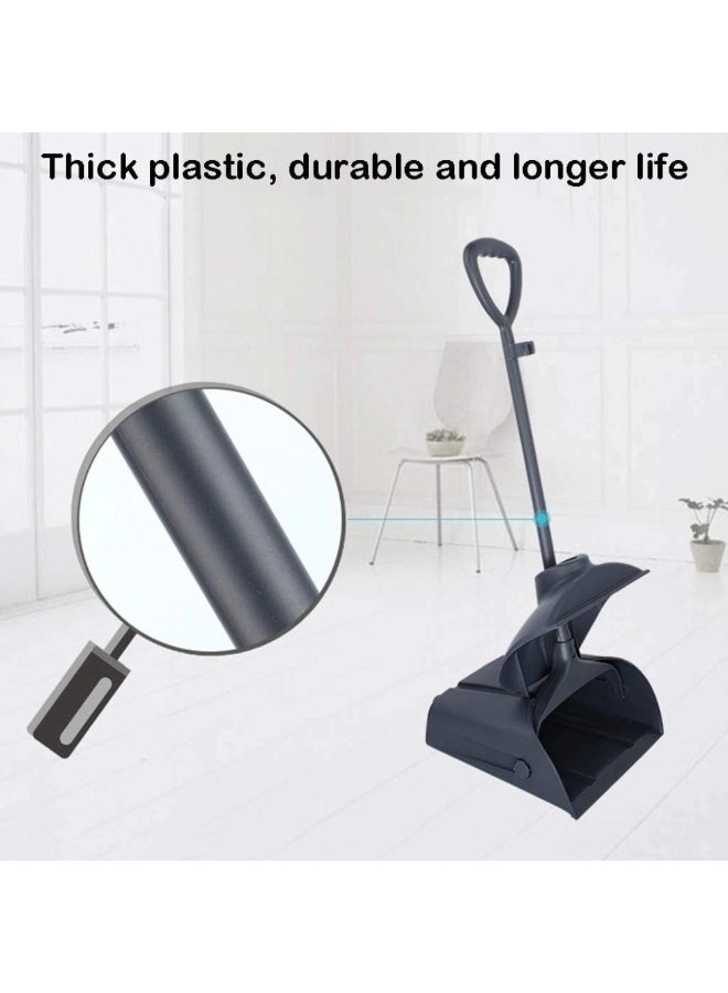 Amber Home Broom and Dustpan Set with Lid | Stand-Up Long Handle Dust Pan for Home, Kitchen, Office, Lobby, Outdoor Cleaning – Self-Cleaning Teeth, Ergonomic Design | Grey - Image 5