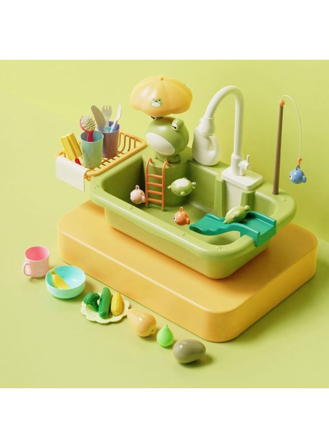 Electric Toy Dishwasher Kids Kitchen Simulation Playset Girls Pretend Cooking Sink Pool Table Dollhouse Accessories Plastic Toys-Color:【Little Frog】 Electric Dishwasher No Gift Box-Specifications:Official Standard 【bring Your Own 4 AA Batteries】】 - Image 1
