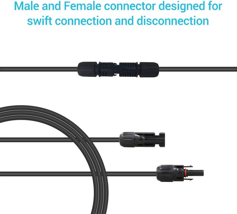 Renogy 15Ft 10AWG Solar Extension Cable with Female and Male connectors, 1 Piece, 15FT-10AWG, Black - Image 2
